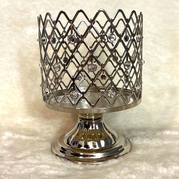 Bath & Body Works Other - Bath and Body Works Silver 3 Wick Candle Holder With Crystal Accents